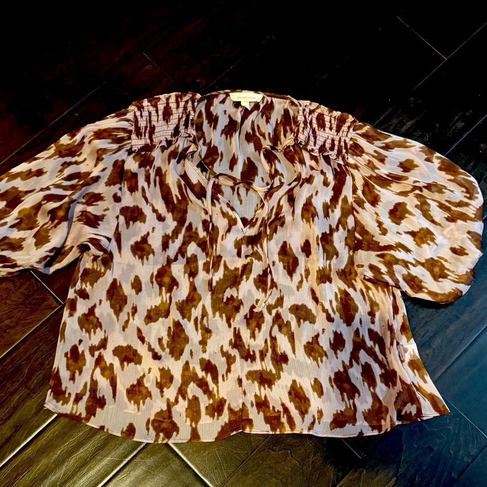 Animal print sheer blouse Sz M